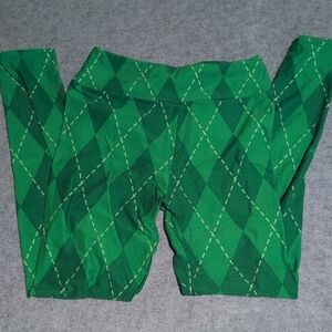 LuLaRoe Kids Green Argyle Leggings